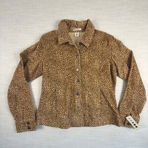 Studio Works Women's Leopard Print Corduroy Jacket Size L